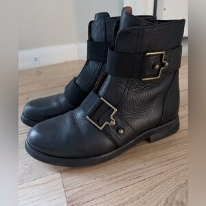 L'Amour Black Belted Ankle Boots Size 6